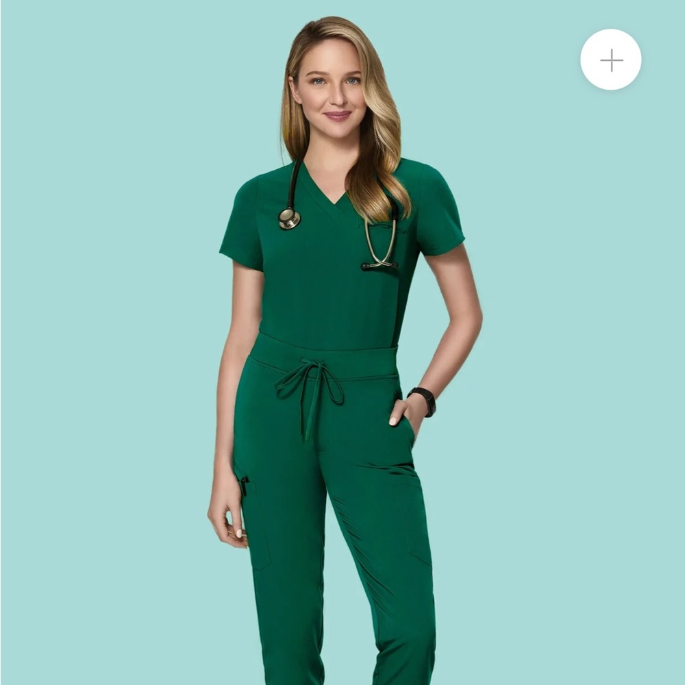 Mandala XS Hunter Green Scrub Top